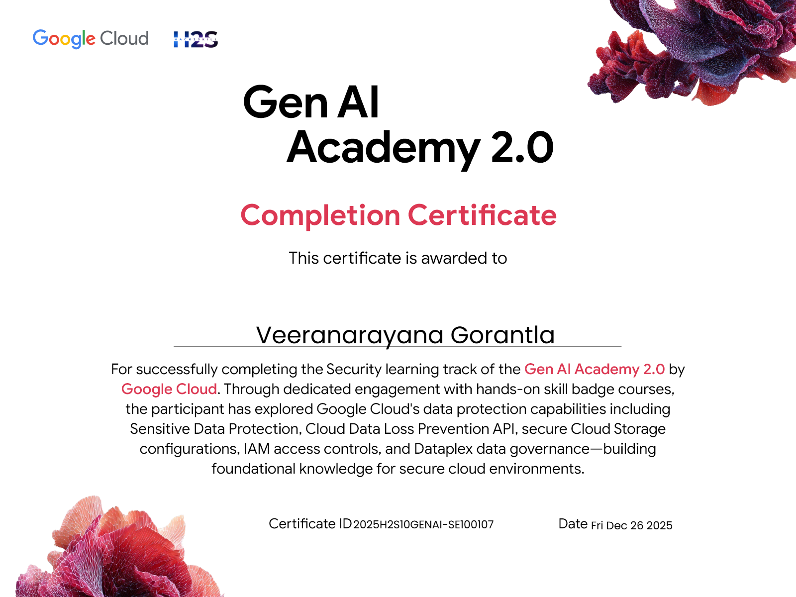 Hack2Skill Certificate